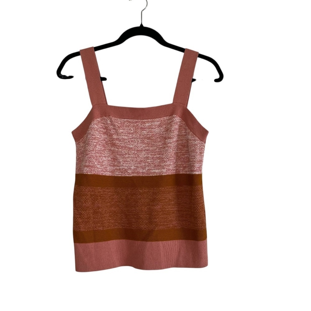 2/$30 Banana Republic Pink Tan Color Block Stretchy Sweater Sleeveless Tank Top
